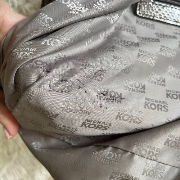 MICHAEL Michael Kors Metallic Satchel | Pewter | Pre-Owned - Picture 11 of 15
